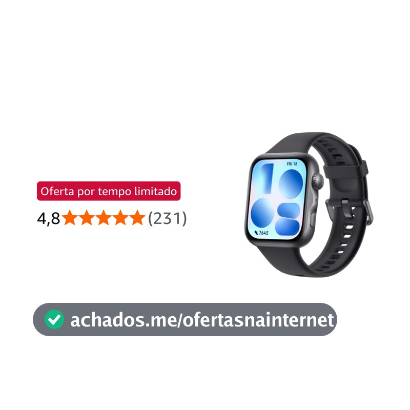 Smartwatch, HUAWEI WATCH FIT 5, AMOLED de 1,82" Design Leve, Mini Treino, Bateria com Até 10 Dias, 64 GB, Gerenciamento Avançado da Saúde, Monitor do Sono, GPS, Compatível com iOS e Android, Preto