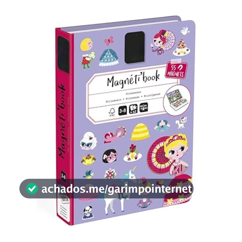 Livro Magnético Princesas, Jogo Educativo Magnético, 70 peças