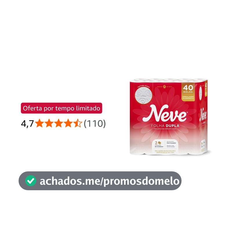 Papel Higiênico Neve Toque de Seda Folha Dupla 40 rolos 30M