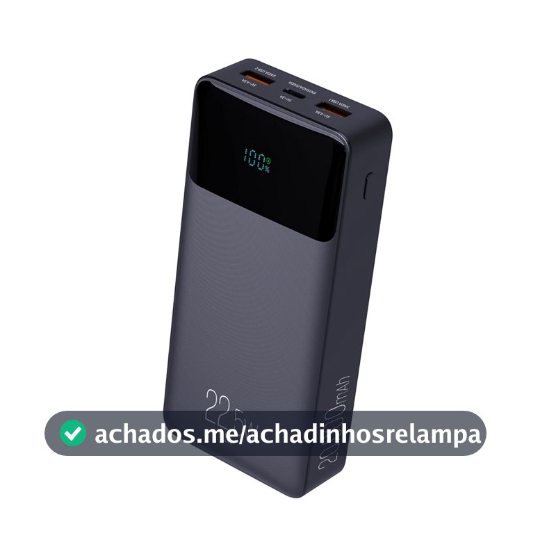 Power Bank Pro 20000mAH, Bateria Portátil Universal, Carga Rápida, Display Indicador, Entradas Micro USB e USB-C, 2 Portas USB-A, Preto, PB200BK, ELG
