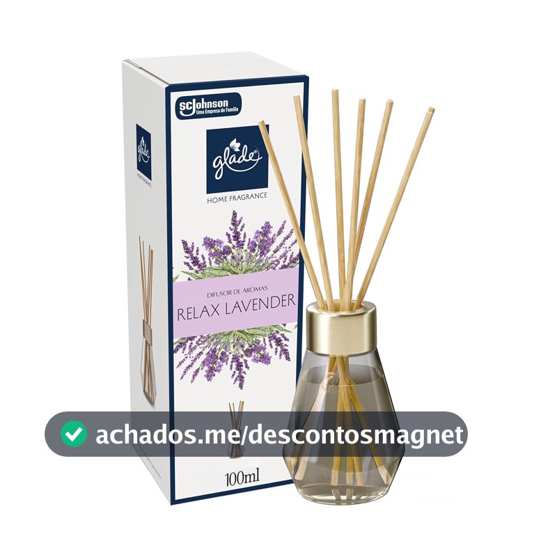 Glade Difusor de Ambiente Aroma Relax Lavender e Sândalo, 100ml e 6 Varetas