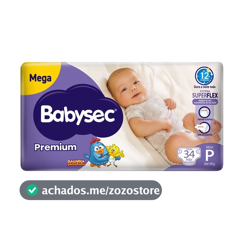 Babysec Fralda Galinha Pintadinha Premium P 34 Unidades