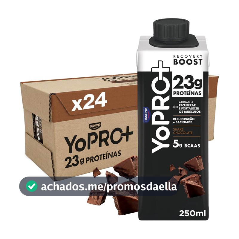 YoPRO Bebida Láctea UHT Chocolate Líquida Caixinha 250ml - 23g de Proteínas - Sem Lactose - Pack com 24 Unidades