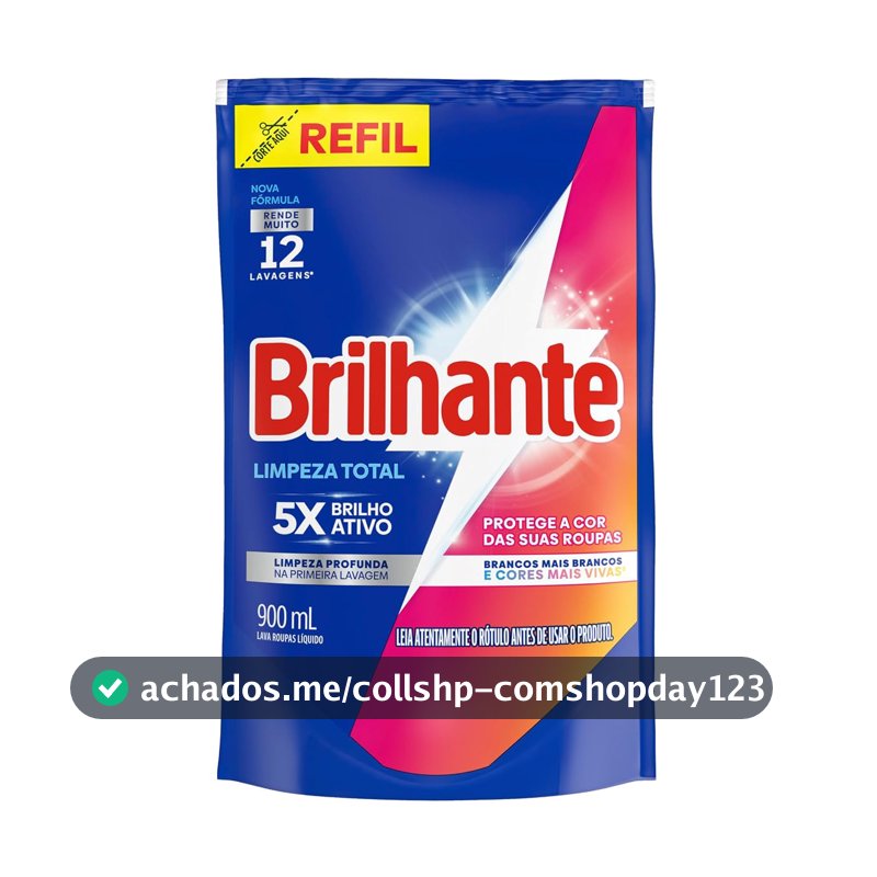 Brilhante Sabão Liquido Limpeza Total Refil 900 Ml