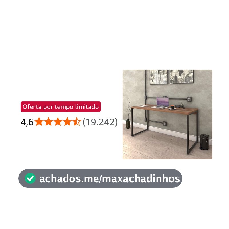 Mesa para Escritório Office Estilo Industrial 1,50m Kuadra, Compace