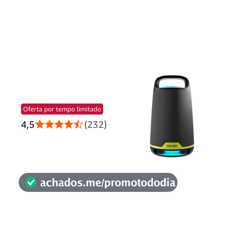 WAAW by ALOK Caixa de Som BOOM 200 Bluetooth, com 3 Alto-Falantes, Até 12h de Autonomia, Tecnologia TWS, 80W RMS