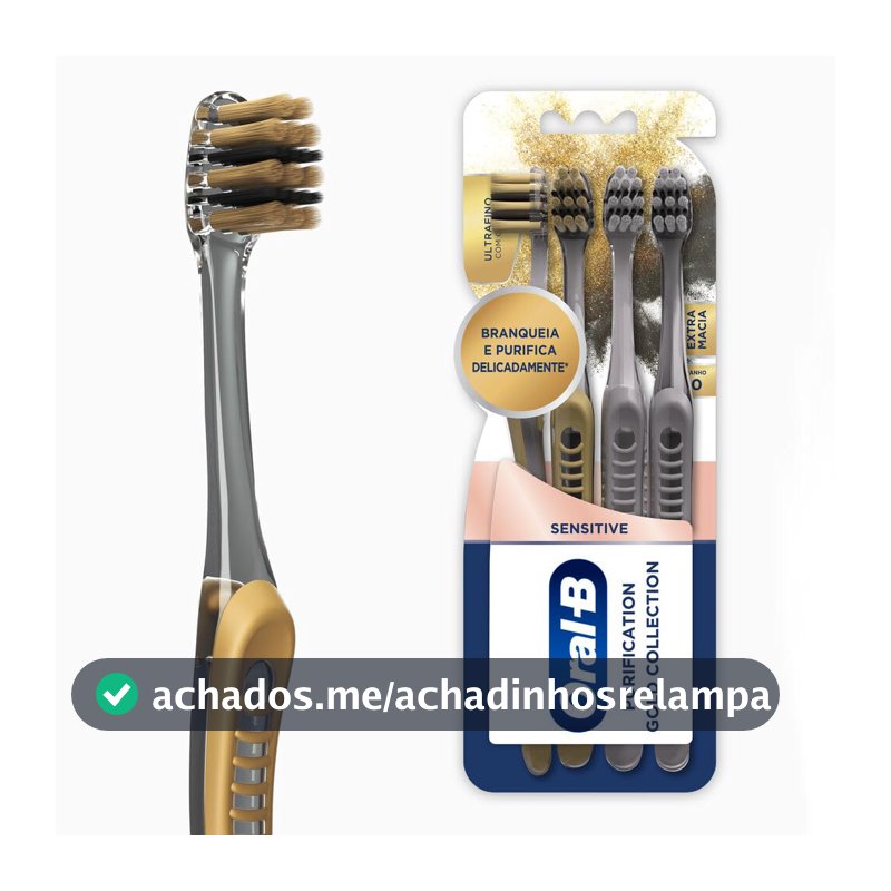 Oral-B Escova de Dente Sensitive Purification Gold Extra Macia 4 Unidades