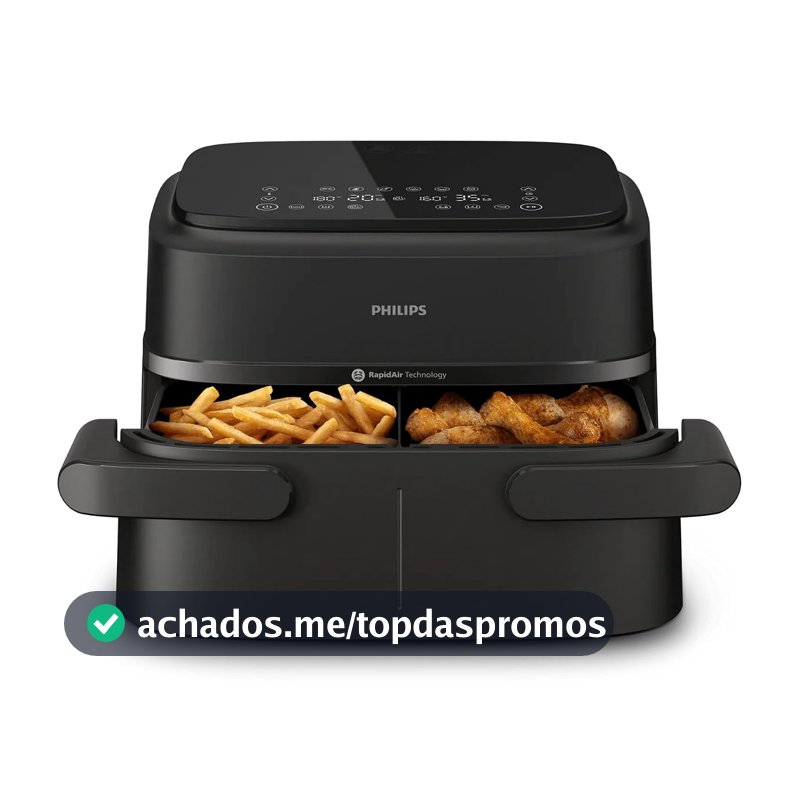 Philips Walita Fritadeira Airfryer Duplo Cesto 7,1L, Preta, 110V