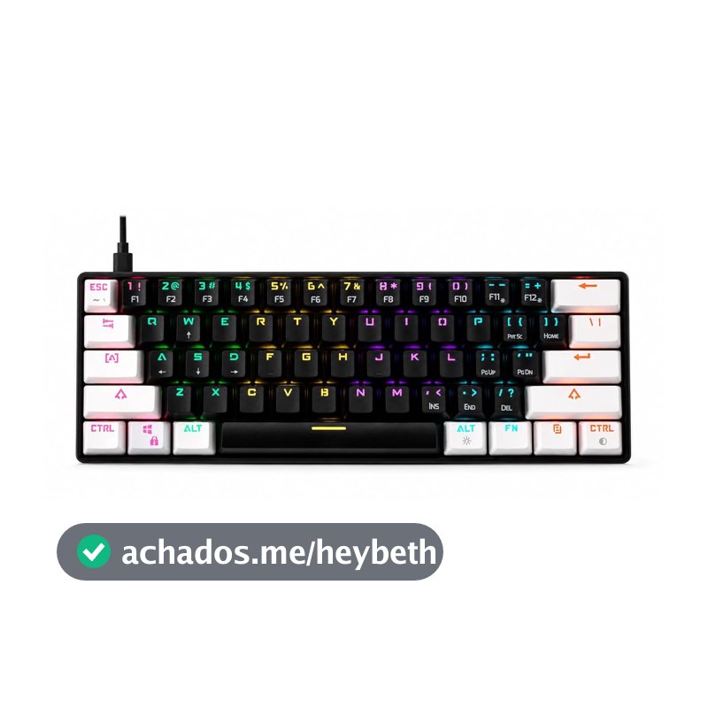 Teclado Mecânico Gamer Gamdias Aura GK2 60% RGB Switch Azul Branco e Preto ABNT2 AURA GK2 WB
