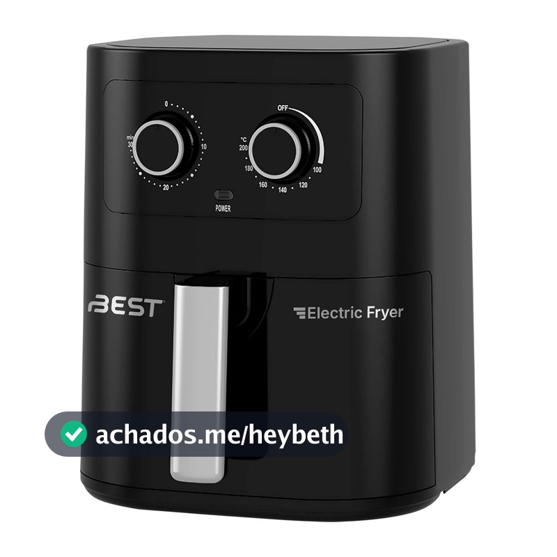 BEST Fritadeira Elétrica Air Fryer 5L, 127v 1500W, Timer 30 Minutos, Temperatura até 200°C, Preto