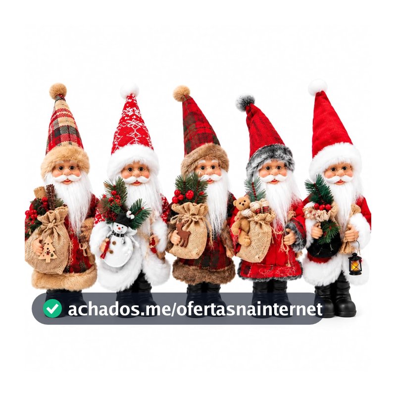 Kit 5 Mini Bonecos Papai Noel 13 cm