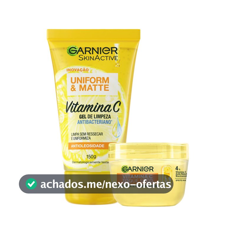 Garnier Uniform & Matte, Kit Skincare Gel de Limpeza e Hidratante com Vitamina C, Ação Antioleosidade e Uniformizadora, para uma Pele Iluminada e Hidratada, 85 e 150g