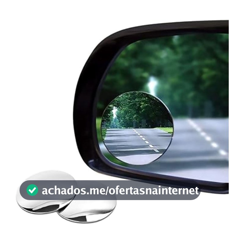 Espelho para Retrovisor contra Ponto Cego, 2 Polegadas, Vidro HD, Moldura Resistente à Ferrugem, Adesivo, Visão 360°, Universal