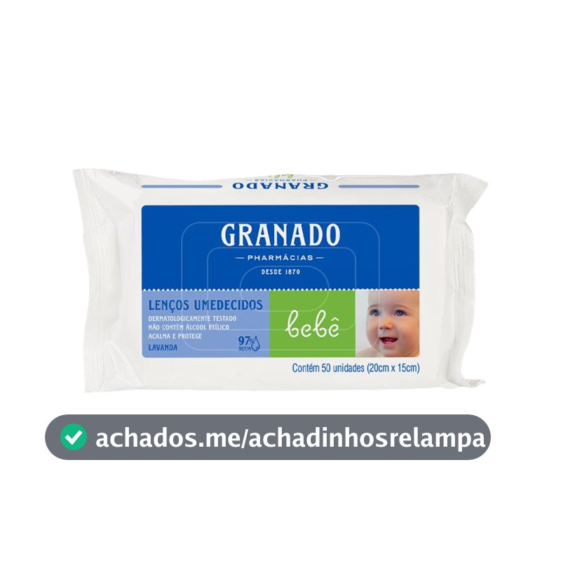 Granado Lenço Umedecido Bebê, Lavanda, 50 Unidades