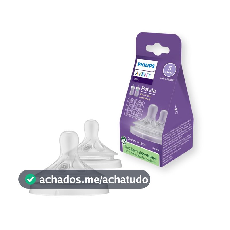 Bicos Pétala 3.0 Philips Avent com válvula anticólicas, fluxo extra rápido (Flow 5), pacote com 2, SCY965/02