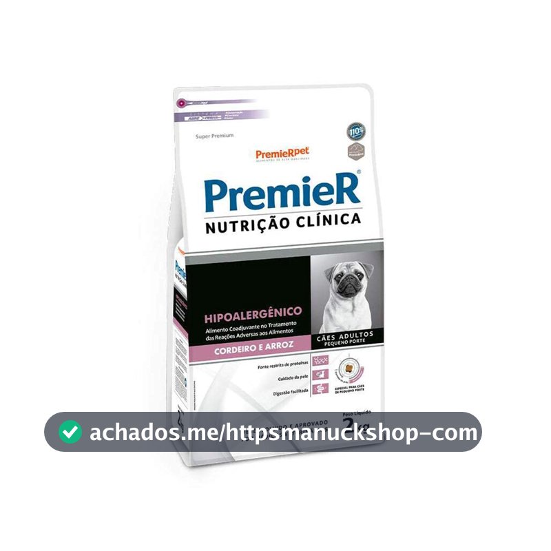 Ração Para Cães de Raças Pequenas Nutrição Clánica Hipoalergenico Cordeiro e Arroz 2kg Premier
