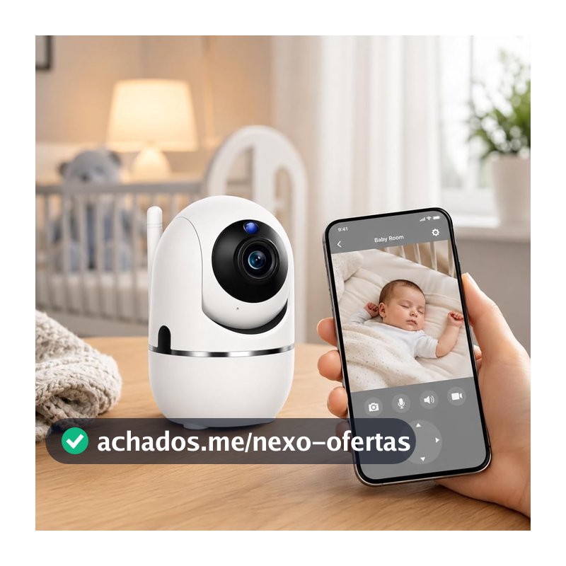 Câmera Smart Segurança Babá Eletrônica IP Wi-Fi Giratória Full HD com Visão Noturna, Detecção de Movimento, Microfone, Áudio Bidirecional e Monitoramento pelo Celular para Bebês, Pets e Ambientes