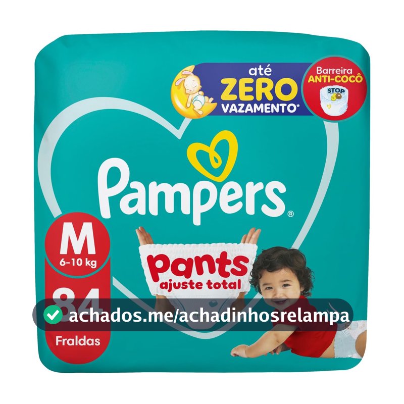 Fralda Pampers Pants Ajuste Total Tamanho M, Fácil de Vestir, 84 Unidades