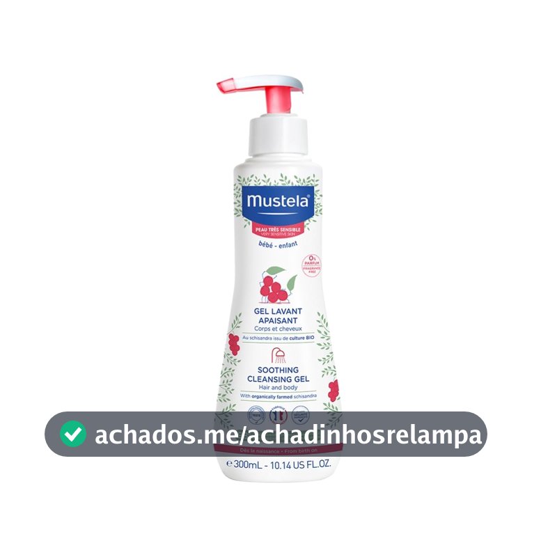 Gel Lavante Calmante Mustela, 300ml, para Pele Muito Sensível, Corpo e Cabelo de Bebês e Crianças, Sem Fragrância