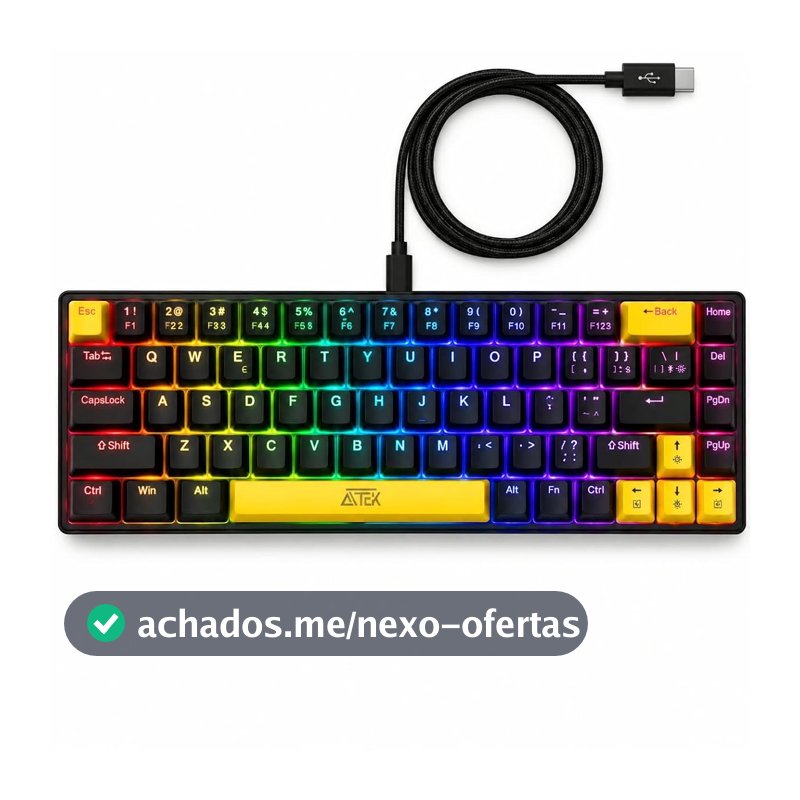 Teclado Mecânico 65% DELTAGaming 68 Teclas LED RGB Usb p/PC,Notebook, ps5