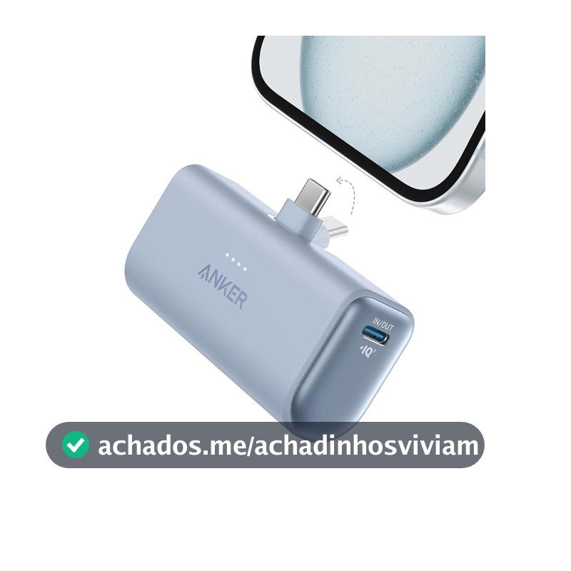 Anker Carregador Portátil, Nano Power Bank 5000mAh com Cabo USB-C Integrado