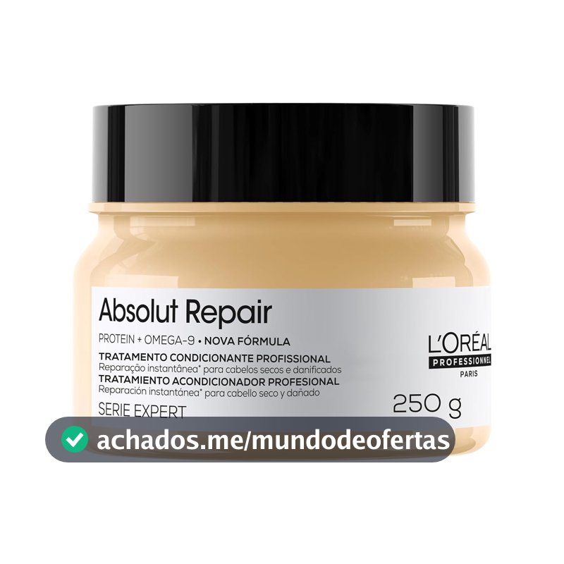 L'Oréal Professionnel Máscara Capilar Absolut Repair, Tratamento Capilar Proteico Para Nutrição Profunda, Hidrata, Repara Danos e Acrescenta Brilho, Para Cabelos Secos e Danificados