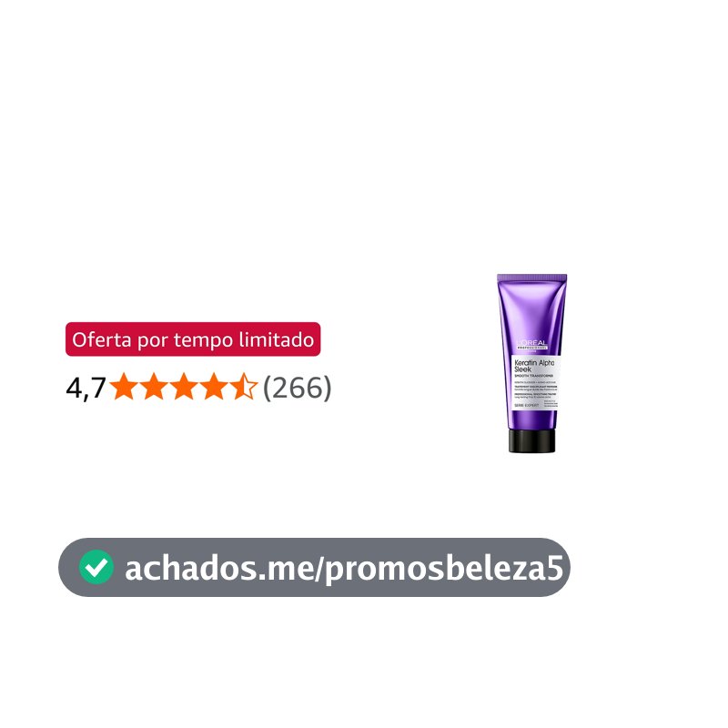 L'Oréal Professionnel Keratin Alpha Sleek Smooth Transformer Tratamento Profissional gradativo l 2 semanas de fios alinhados, controle de frizz e volume l Finalização rápida,brilho instantâneo l 200ml