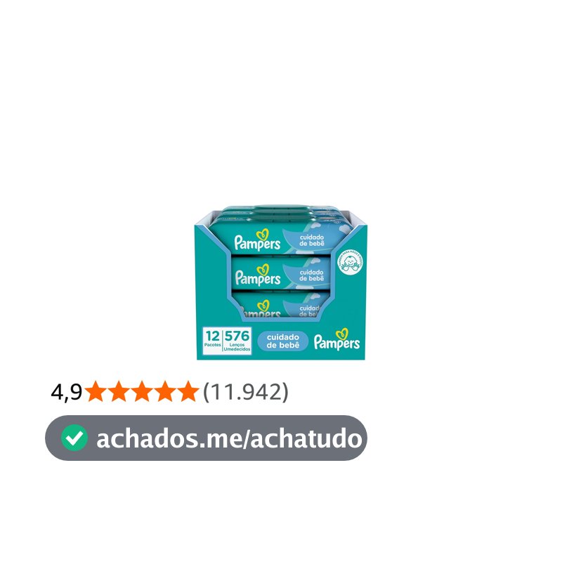 Lenços Umedecidos Pampers Cuidado de bebê, 576 Unidades