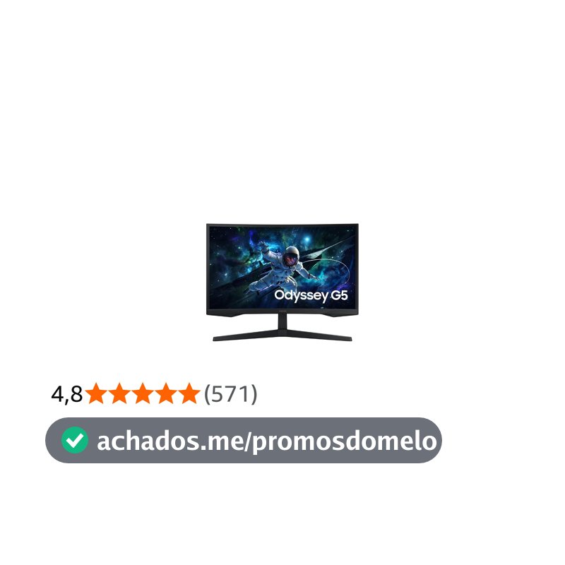 Monitor Gamer Samsung Odyssey G5 27, Resolução QHD, Taxa de atualização de 165Hz & 1ms de tempo de resposta (MPRT), Curvatura com 1000R, HDR 10, AMD FreeSync, Eye Saver Mode & Flicker Free Mode