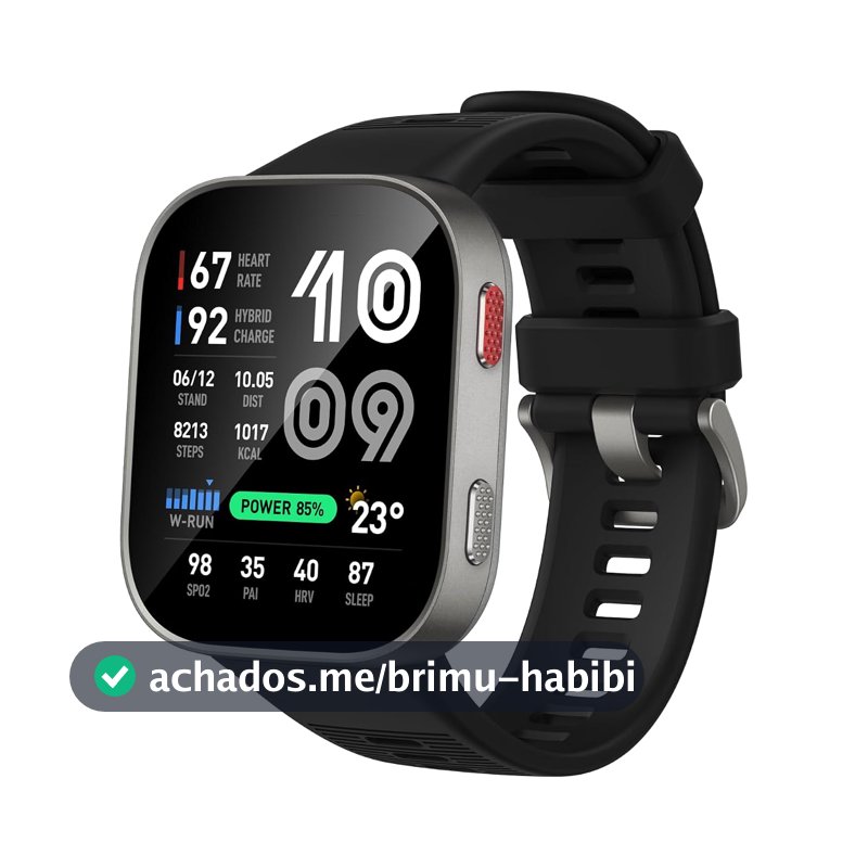 Amazfit Bip max Smart Watch 2.07" AMOLED Display, 50mm, 20-Day Battery, GPS, Water-Resistant, 4GB Storage, Offline Maps, 150+ Sports, iOS/Android Black