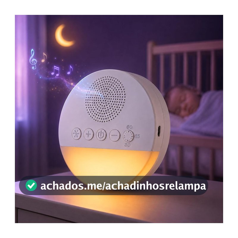 Aparelho de Ruído Branco para Bebê Premium com 20 Sons Relaxantes, Luz Noturna, Timer 15/30/60 Min e Bateria de Até 30 Horas Máquina de Som Portátil para Sono e Relaxamento