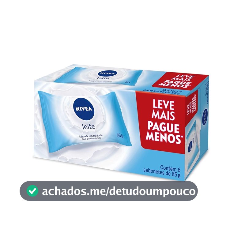 NIVEA Sabonete em Barra Hidratante Leite Promo 6 un. 85g - Com fragrância suave e espuma cremosa, esse sabonete limpa e mantém a pele hidratada após o banho