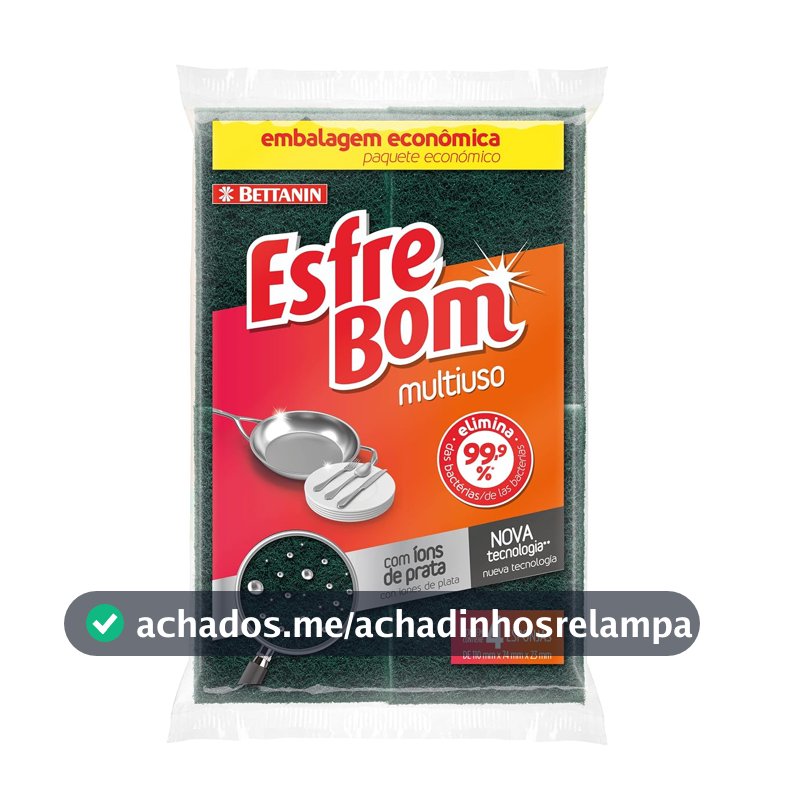 EsfreBom - Esponja Abrasiva Multiuso, Antiviral Elimina 99,9% da Bactérias, Embalagem Econômica com 4 Unidades, Bettanin