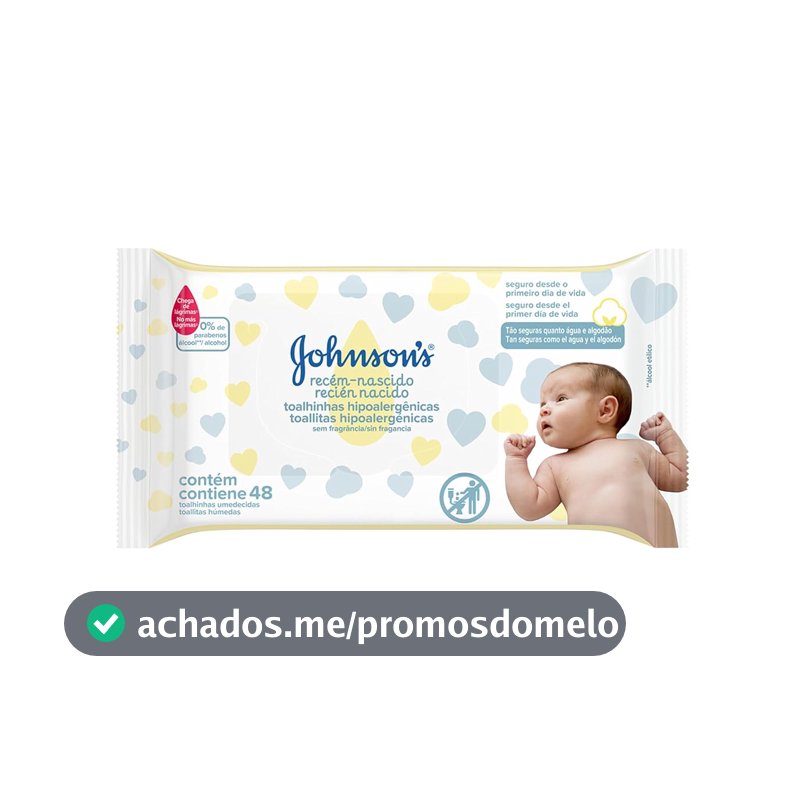 Lenços Umedecidos Johnson's Baby Recém Nascido, 48 Unidades