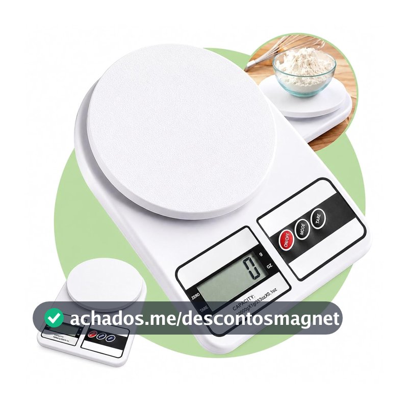 Balança de Cozinha Digital 10kg Precisão 1g Função Tara, Display LCD, Múltiplas Unidades, Plataforma Antiderrapante, Design Compacto para Alimentos, Dieta, Confeitaria e Receitas Premium