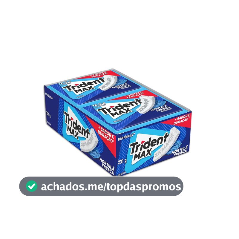 Chiclete Trident Max Hortelã Fresca Sem Açúcar - Caixa com 14 unid. de 16,5g
