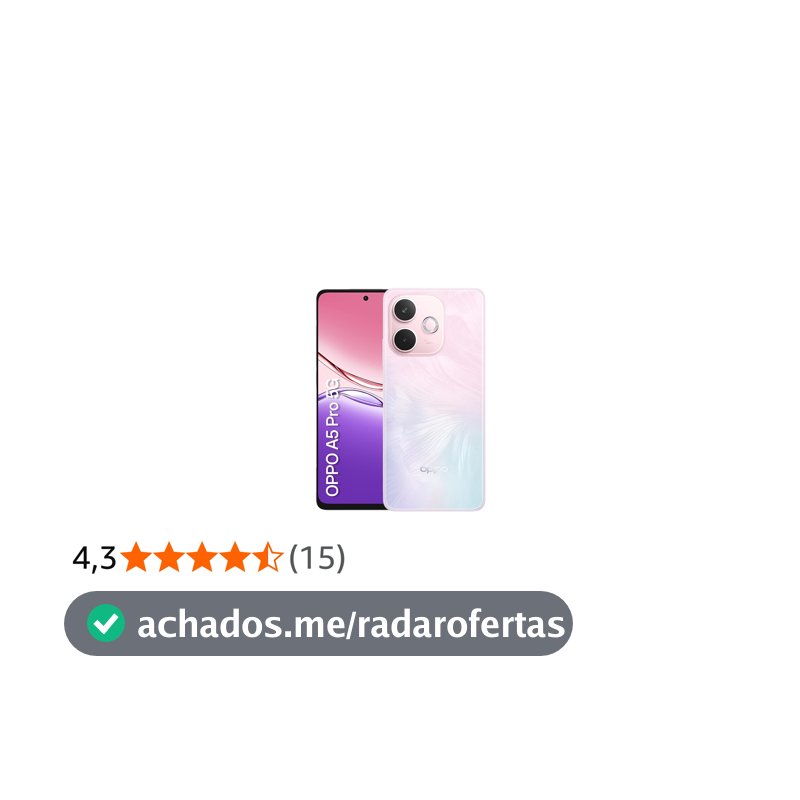 Smartphone OPPO A5 Pro 5G 256GB 8GB Ram IP69 50MP AI Câmera Bateria 5800mAh NFC Rosa Pastel