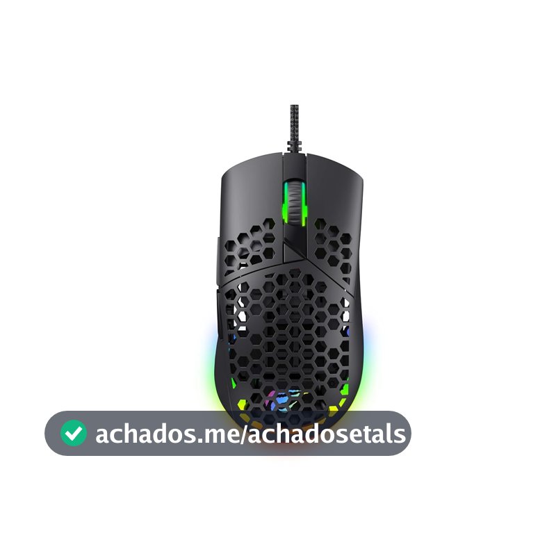 Havit Mouse Gamer MS1036 Iluminação RGB, Programação de Macros, 7 Botões, 1200-1600-2400-4800-6400-7200 DPI, USB, Redução de Peso Superior, Movimento Flexível