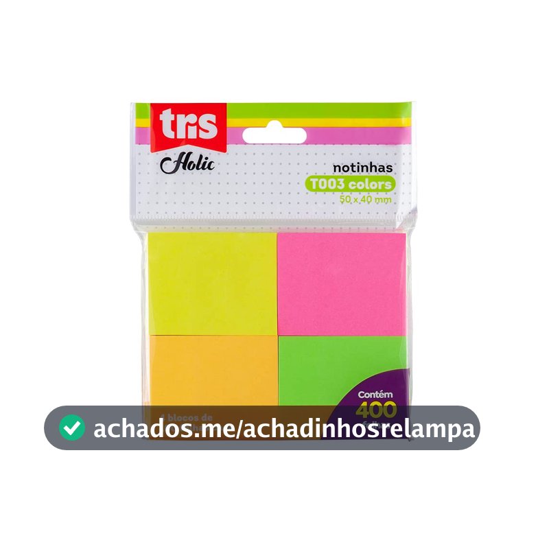 Nota Autoadesiva, Tris, 7897476677446, Multicor, pacote de 100