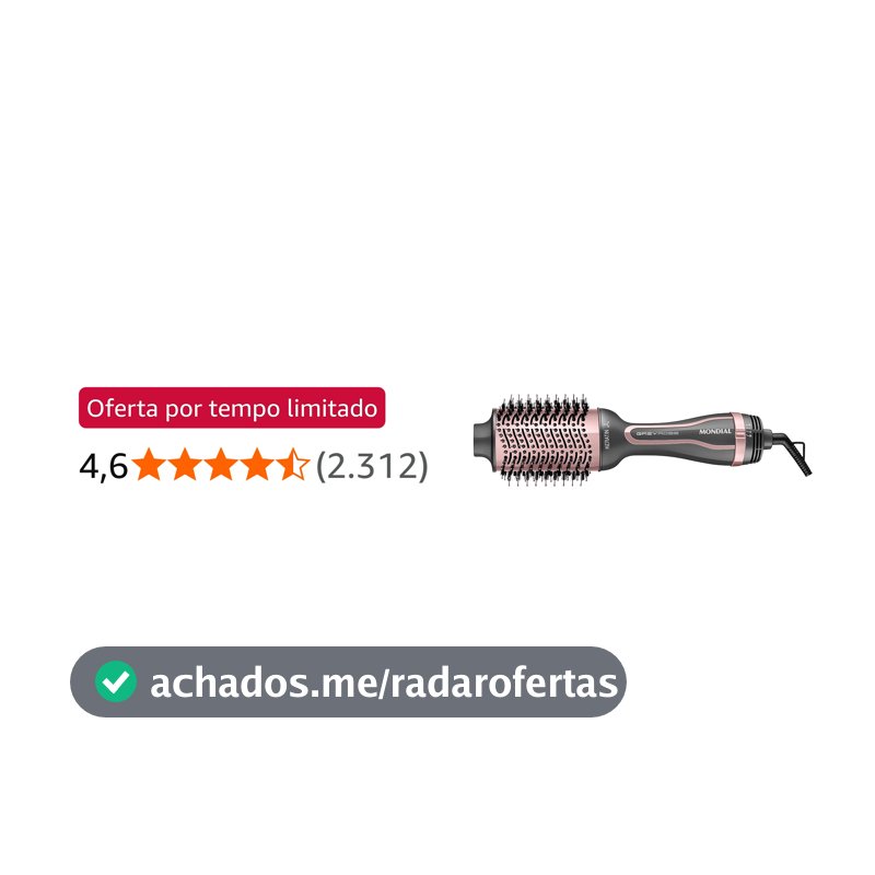MONDIAL Escova Secadora Keratin, Bivolt, Grafite/Golden Rose - ES-11-BI
