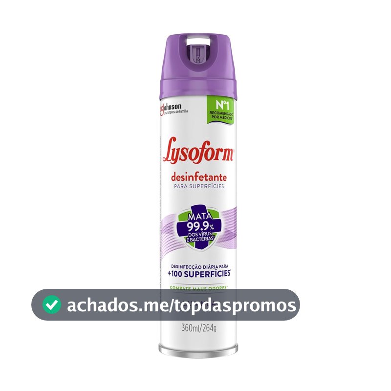 Lysoform Lavanda, Desinfetante Aerosol para Superfícies, 360ml