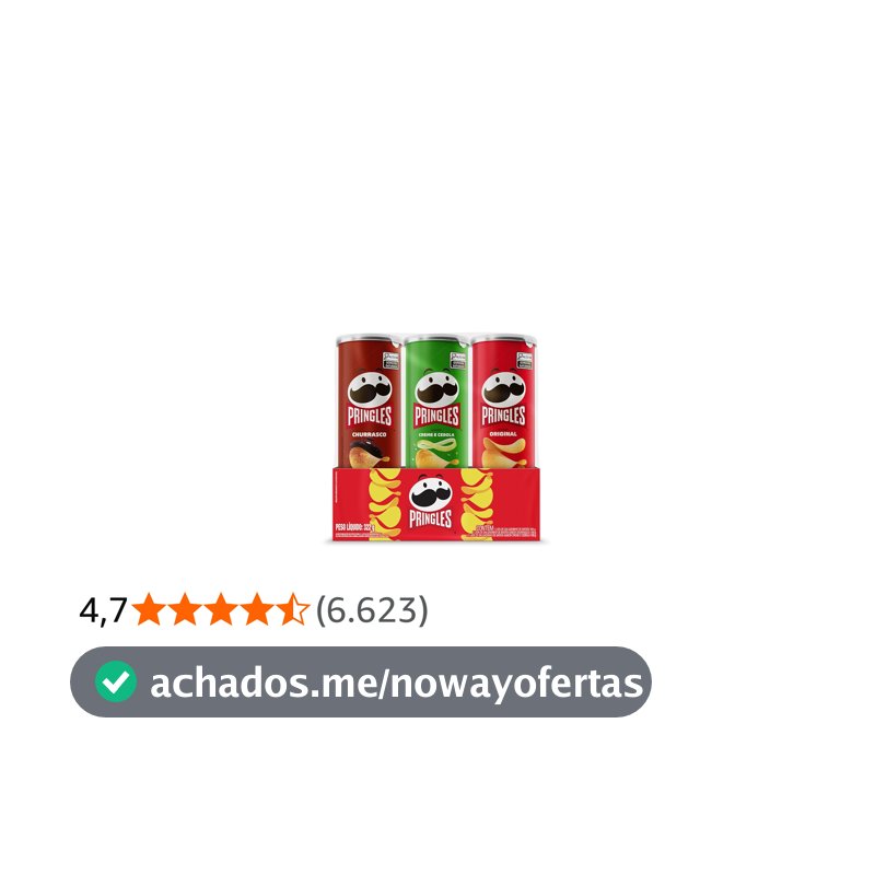 Pringles Pack Promo Salgadinho de Batata Frita 3 Sabores - Original, Creme e Cebola e Churrasco