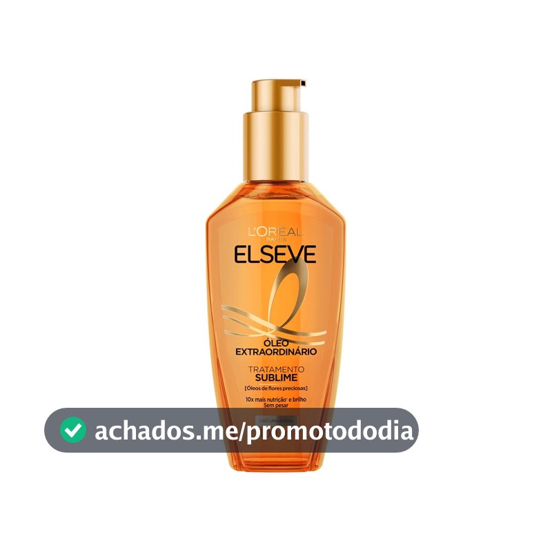 L'Oréal Paris Elseve Óleo Extraordinário Finalizador Capilar, Nutrição Profunda com 6 Óleos Preciosos, Anti-Frizz, Proteção Térmica até 230°C, Brilho Intenso para Todos os Tipos de Cabelo, 100ml