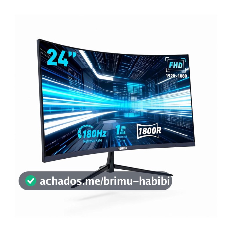 Monitor Gamer Curvo 24” FHD 180Hz 1ms, Tela 1800R, FreeSync e G-Sync Compatível, Alto-Falantes Integrados, HDMI 2.0, DP 1.4, VESA e Luz Azul