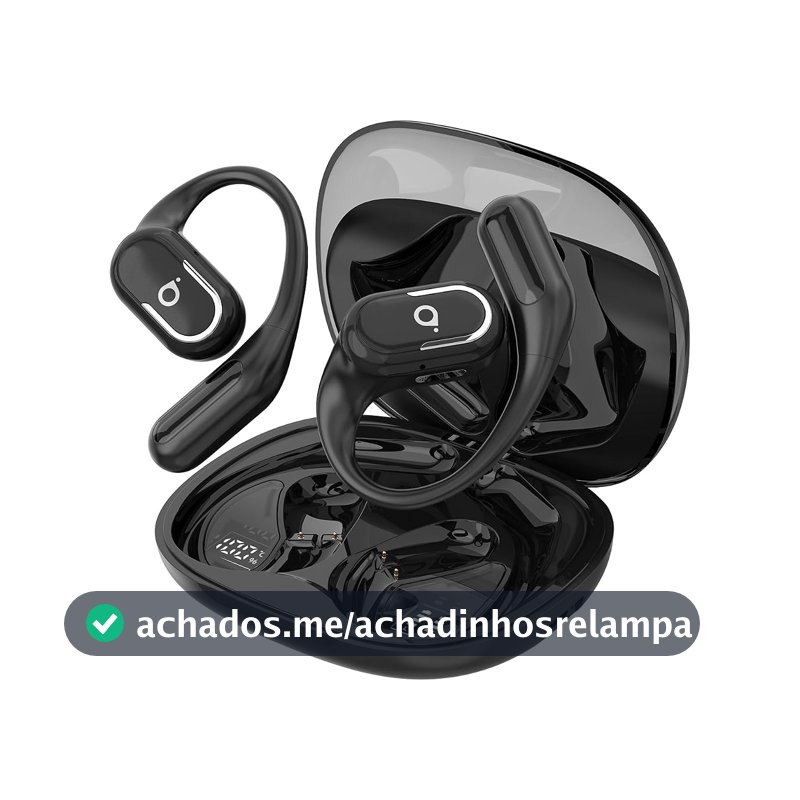 Fone De Ouvido Bluetooth Esportes, Basike T7, IPX6/OWS, Tela LED Dupla, Fone de Ouvido Aberto Estéreo Hi-Fi, Suporta Chamadas de Voz, 60 Horas em Standby Para Corrida e Exercícios ao Ar Livre (Preto)