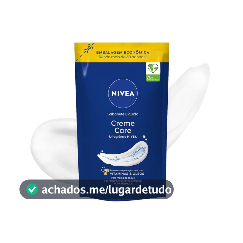 NIVEA Sabonete Líquido Creme Care Refil 200ml, Limpeza Corporal, Pele Macia, Óleos e Vitaminas, Equilíbrio com o pH, Protege do Ressecamento