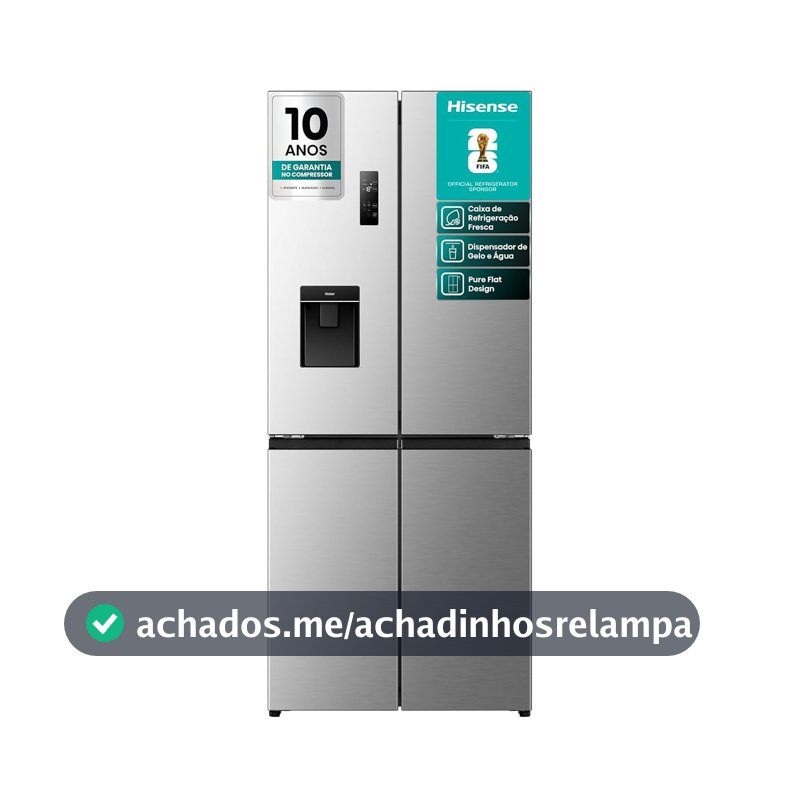 Geladeira Hisense Multidoor 460L Frost Free Inverter Inox 220V