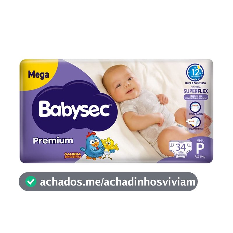 Babysec Fralda Galinha Pintadinha Premium P 34 Unidades