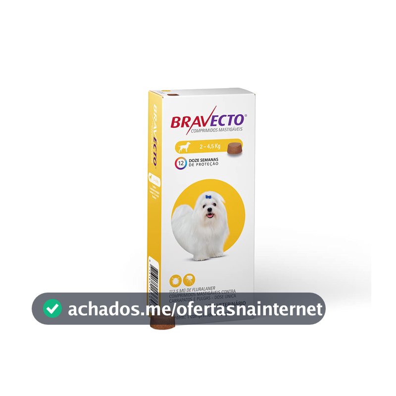 Antipulgas Mastigável para Cães Bravecto, 112,5mg, 1 Comprimido