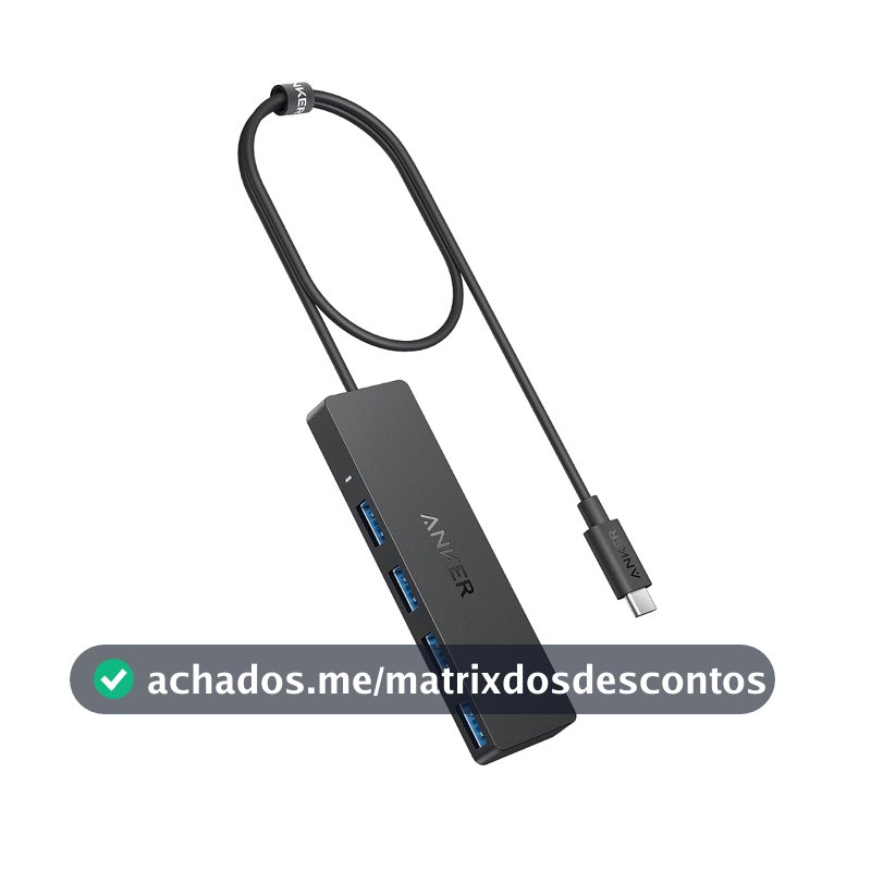 Anker Hub USB C 4 em 1, Adaptador 4 Portas USB 3.0 5Gbps, Cabo Longo 60cm